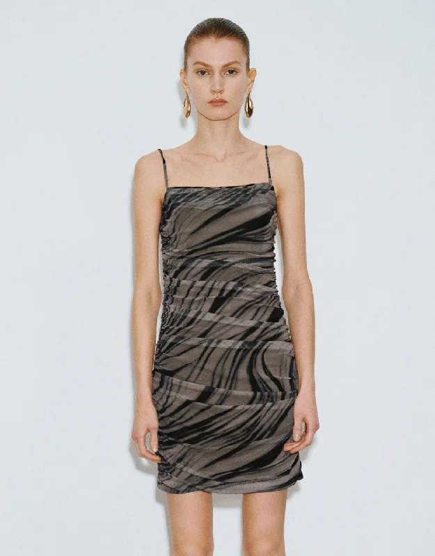 Low-key Luxury Ruched Printed Skinny Cami Dress