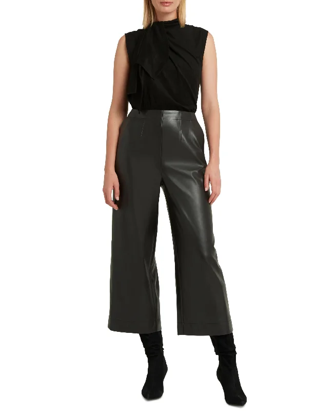 British casual H Halston Womens Faux Suede Jumpsuit