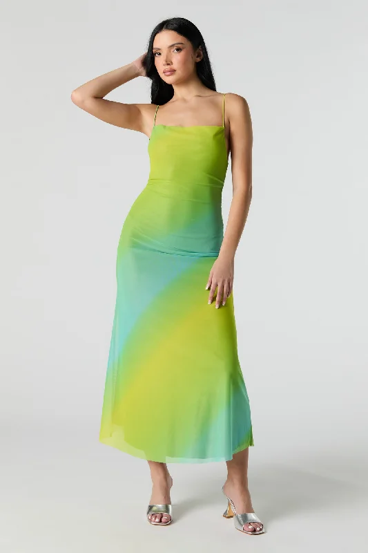 Sports litigation style Printed Mesh Maxi Dress