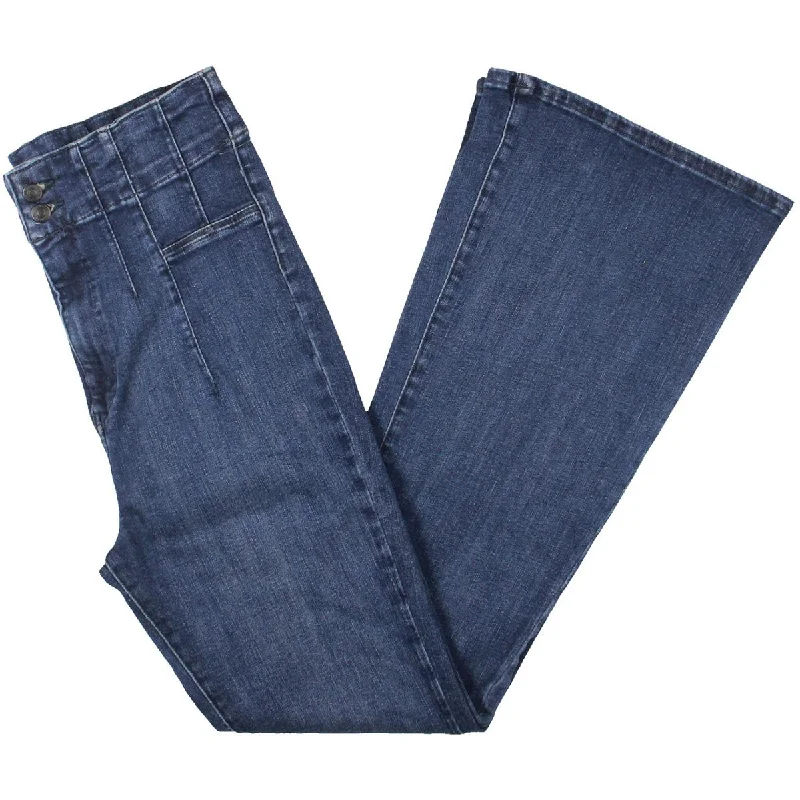 Elegant Temperament Womens High Rise Faded Flared Jeans
