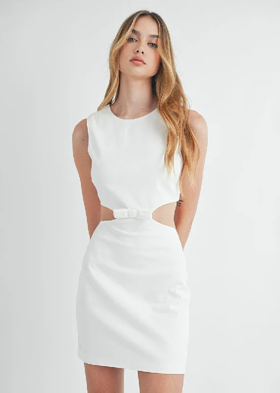 Soft Comfort Jessica Cutout Ribbon Mini Dress - Off White