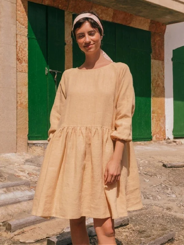 Retro Dress Sofia Linen Midi-length Dress | Multiple Colours