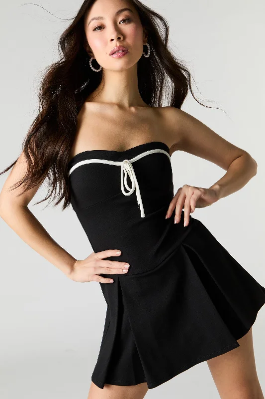 Mid-length Style Pleated Mini Tube Dress