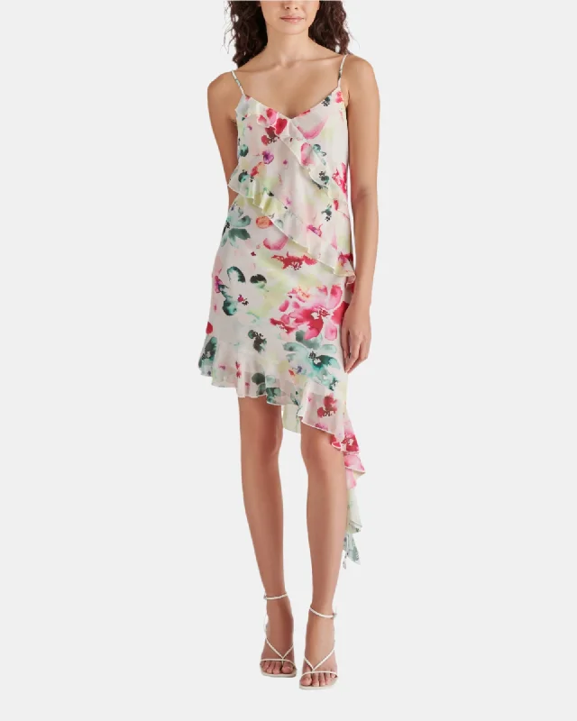 Stand-up collar design CARMENITA DRESS WHITE MULTI
