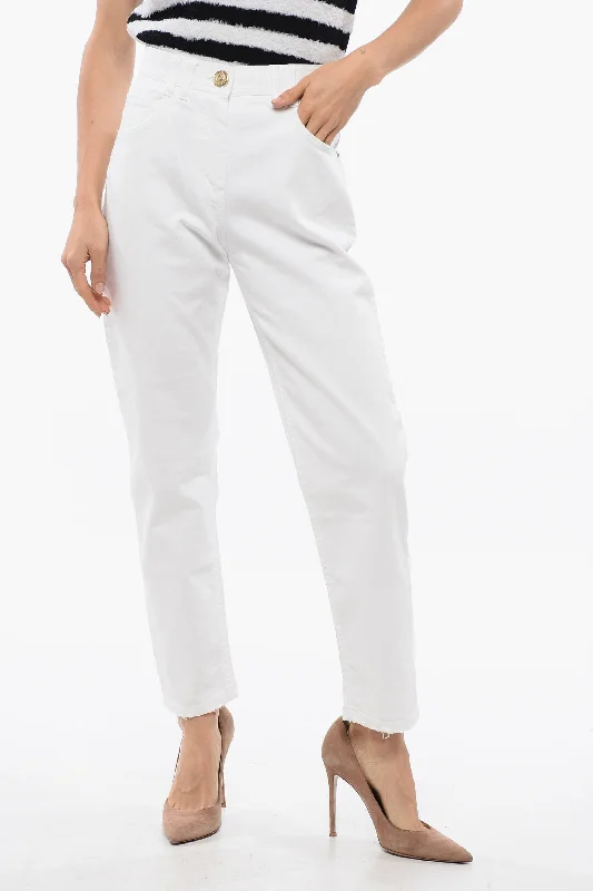 High Street Design Balmain Slim-Fit Denims With Jewel Buttons