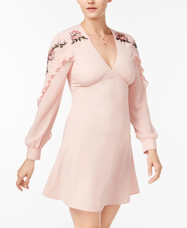 Sports suit style Juniors' Embroidered Ruffled Dress