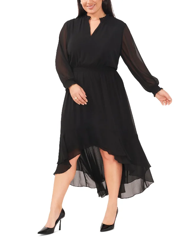 Sports Cool Plus Size Smocked-Waist High-Low Dress