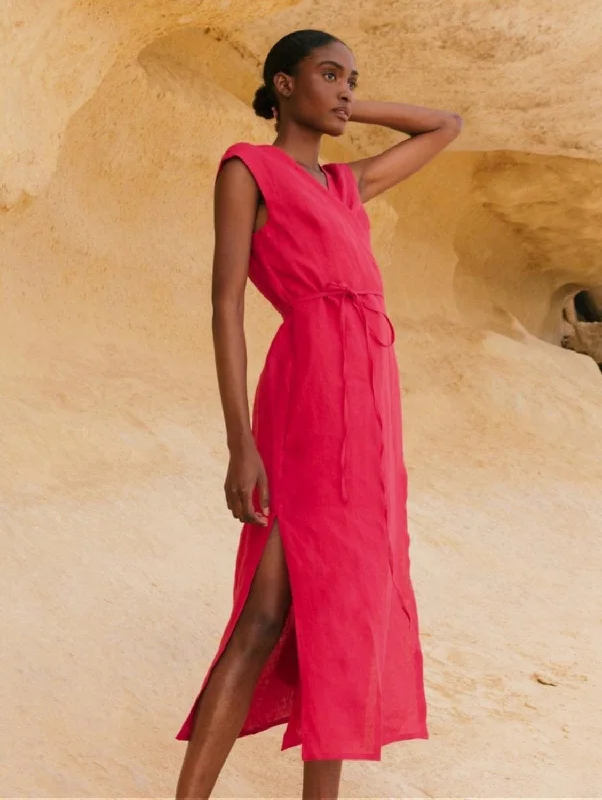 Fashionable and casual Aurora Linen Mid-length Dress | Multiple Colours