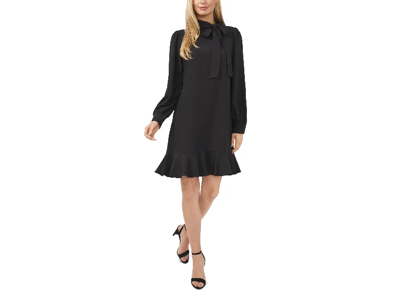 Sports And Leisure Women's Tie-Neck Ruffled-Hem Dress