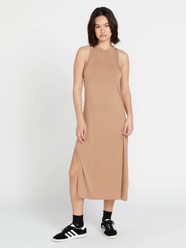 Fashionable Prints Stone Light Dress - Mocha
