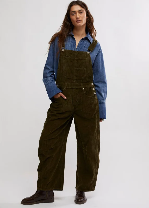 Street Style Good Luck Cord Overall - Fir Green