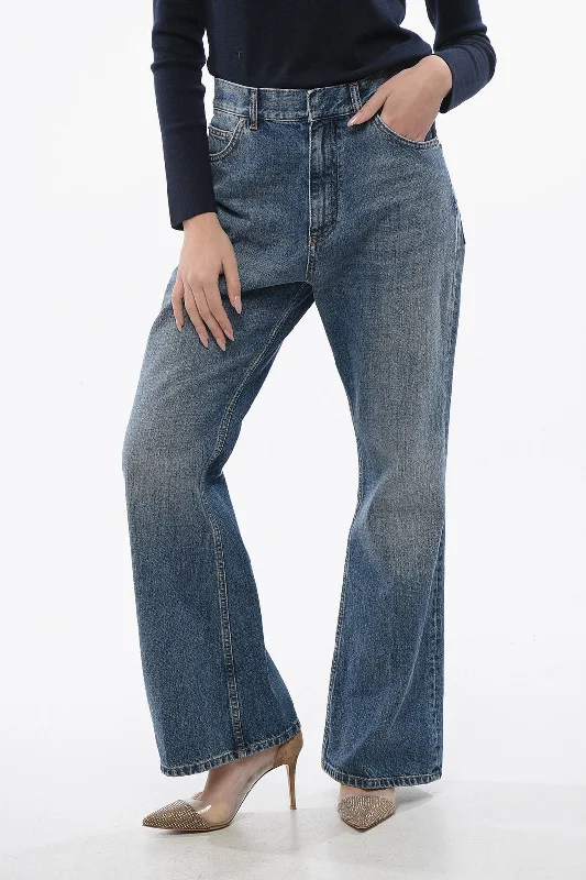 Sports And Leisure Balmain Cropped Fit Bootcut Denims With Delavè Design