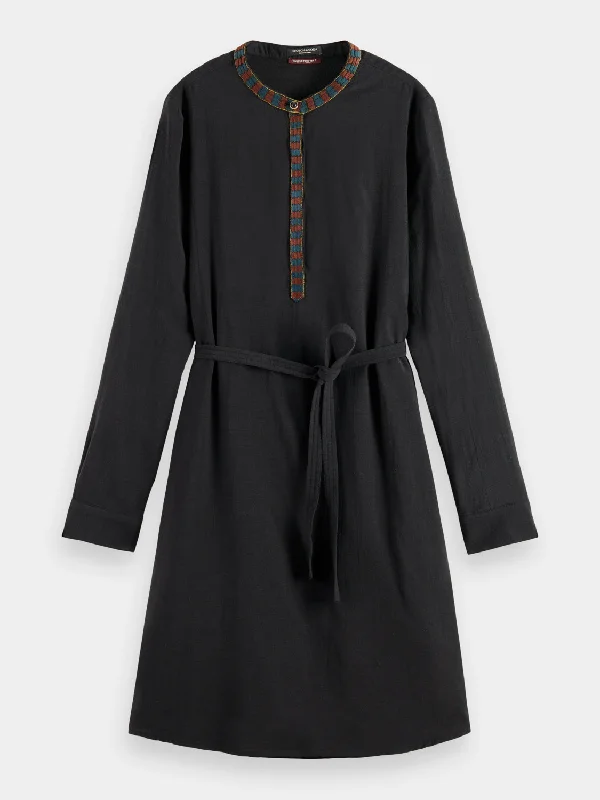 Letter embroidery Mini shirt dress