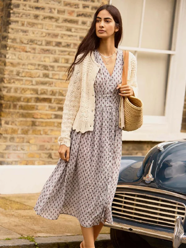 Elegant Wear Holly LENZING™ ECOVERO™ Dress | Navy Sprig