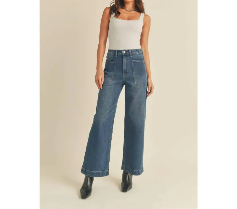 Classic Items Denim Utility Pants In Dark Wash Denim