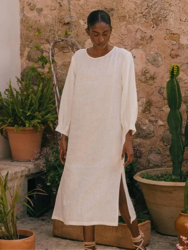 Exquisite workmanship Amalia Linen Long-length Dress | Multiple Colours