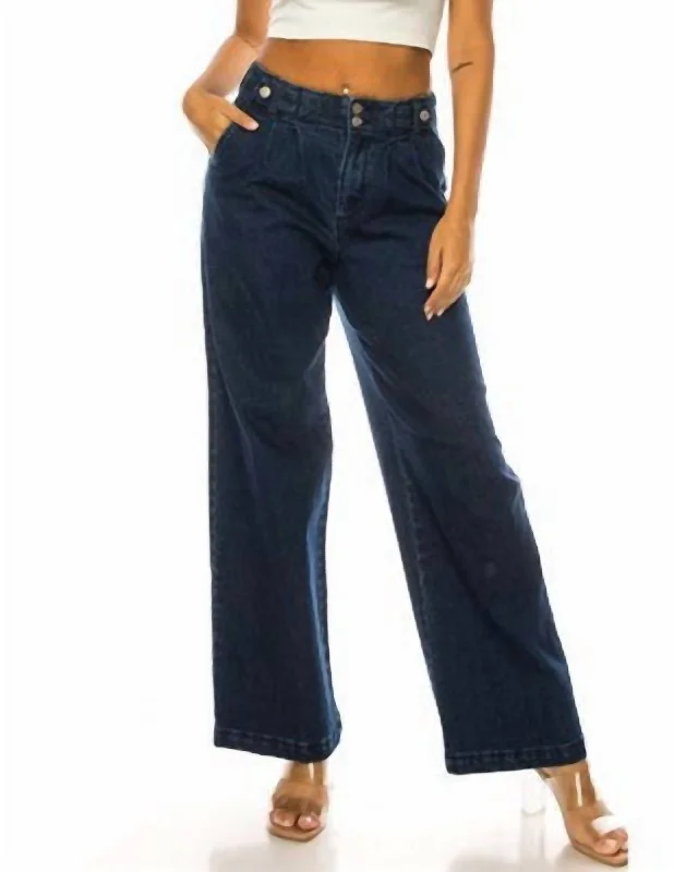 Personalized Design Wide Leg Jeans In Dark Denim