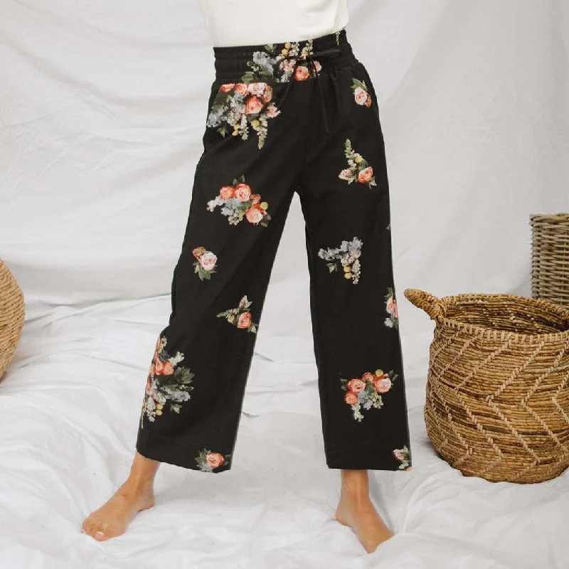 Luxury Customization Audrey Wide Leg Pants, Rose Black