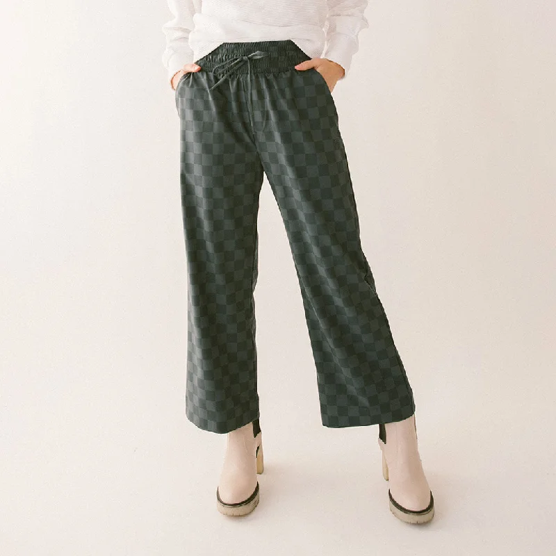 High-end Design Audrey Wide Leg Pants, Slate Checkers