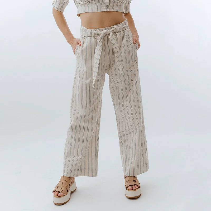 Comfy Chic Belted Cabana Pants, High Seas