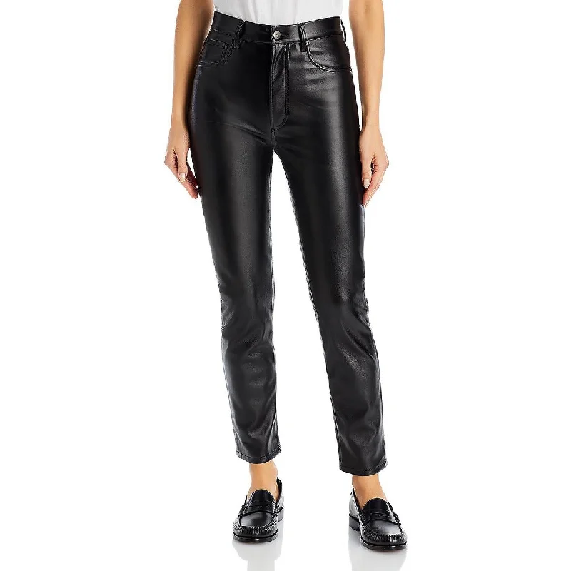 Urban Style Sonya Womens Faux Leather Shimmer Skinny Pants