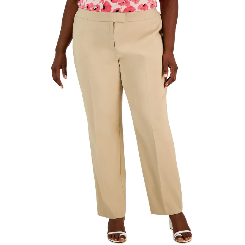 Celebrity Style Plus Womens High Rise Khaki Straight Leg Pants
