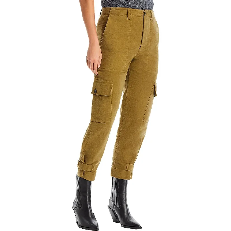 French Style Womens Cotton Cropped Cargo Pants