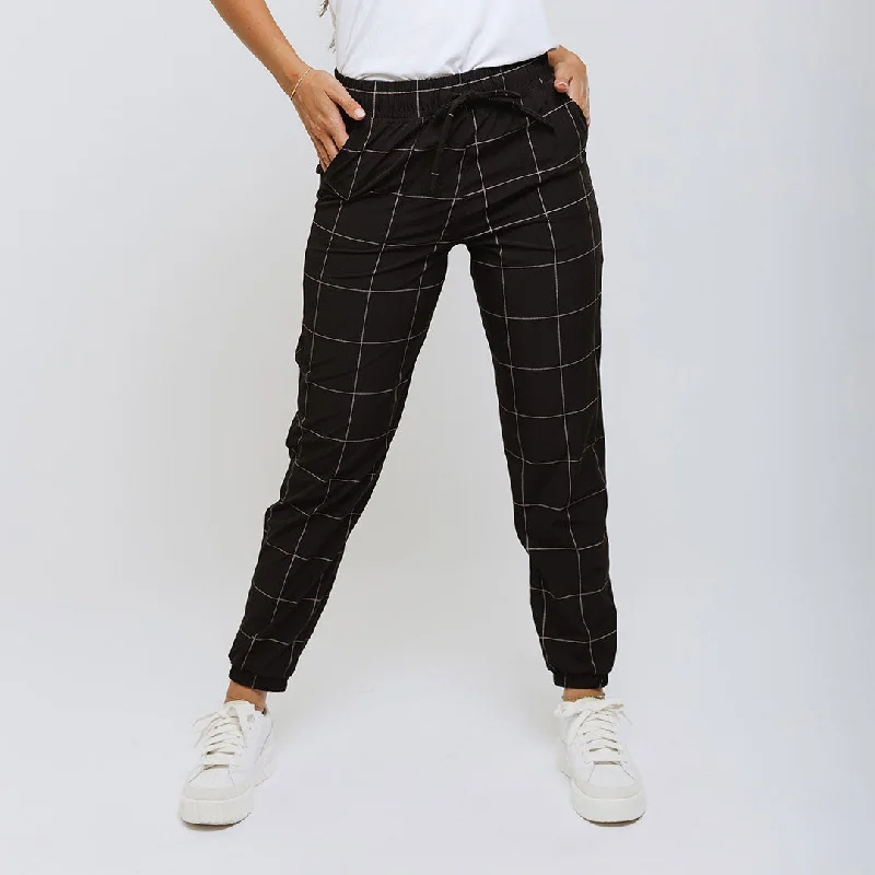 Retro Prints Everywhere Joggers, Black Windowpane