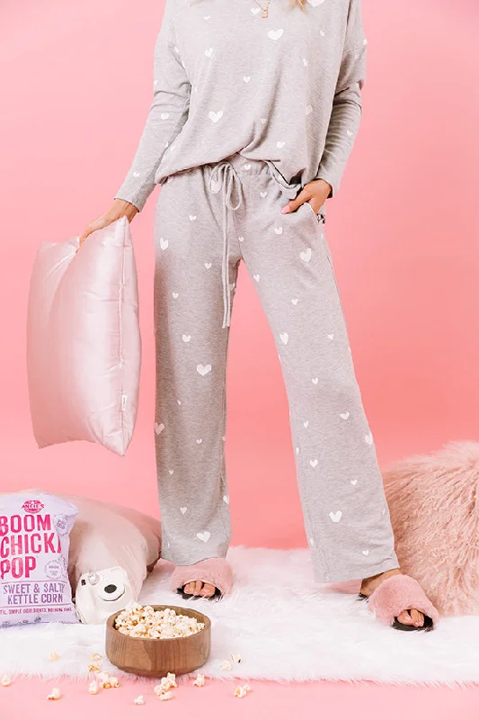 Exquisite Design Heart Rush Pants In Grey