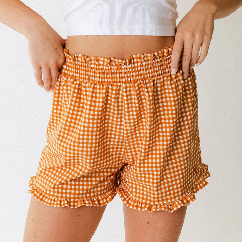 Soft Comfort Lake Shorts, Rust Gingham