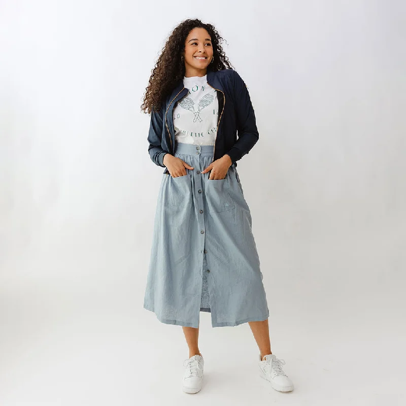 Free Design Maxi Button Skirt, Blue