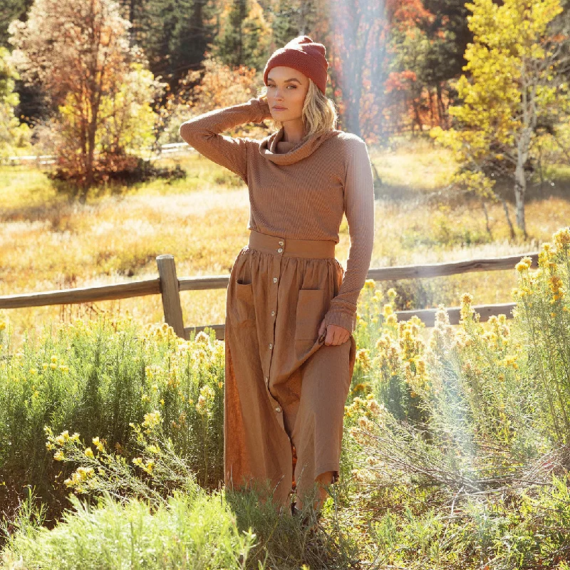 Exquisite Craftsmanship Maxi Button Skirt, Camel