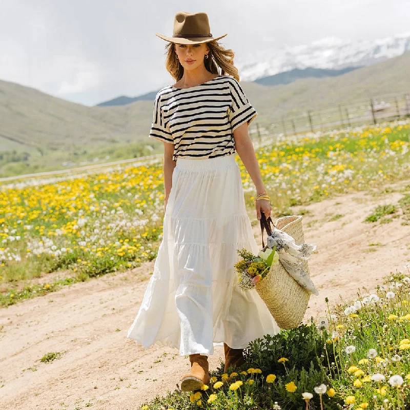 Stylish Comfort Maxi Tiered Skirt, Natural