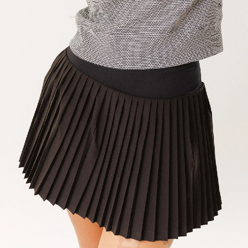 Creative Style Pleated Tennis Skirt, Black