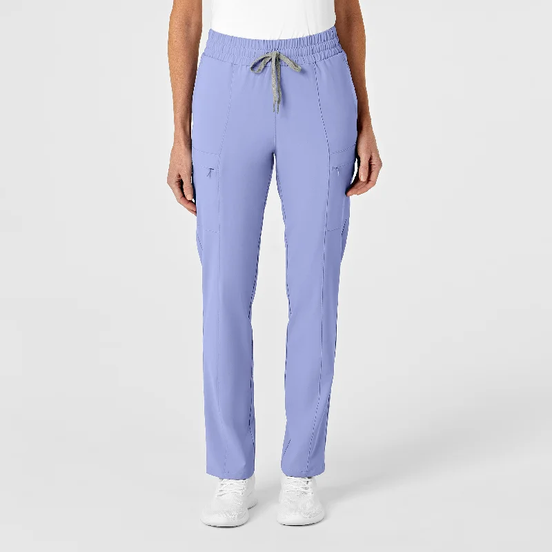 High Street Fashion RENEW Women's High Waist Slim Leg Scrub Pant - Ceil Blue