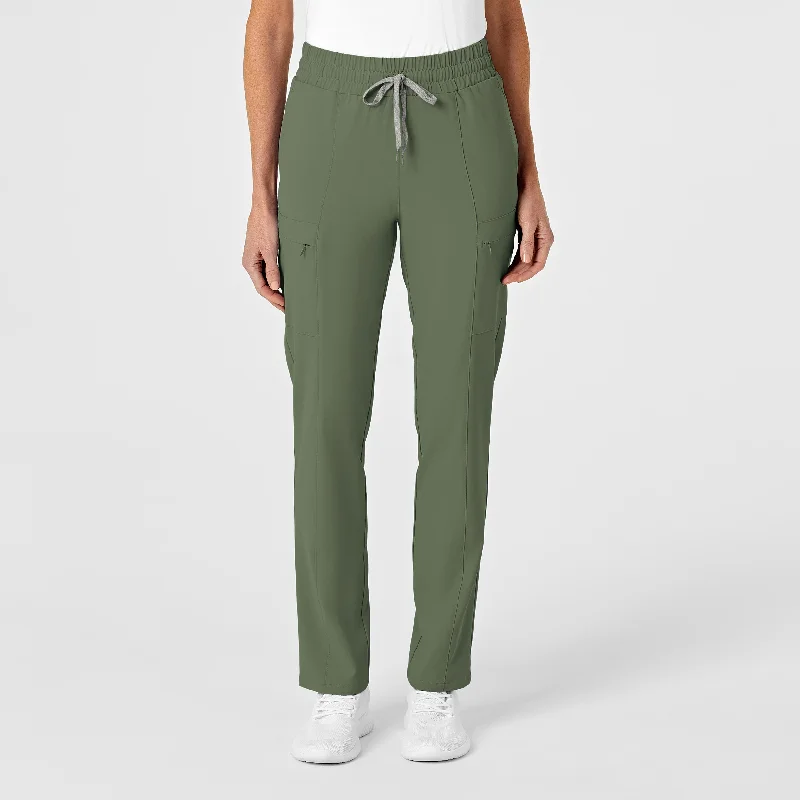 Printed Patterns RENEW Women's High Waist Slim Leg Scrub Pant - Olive
