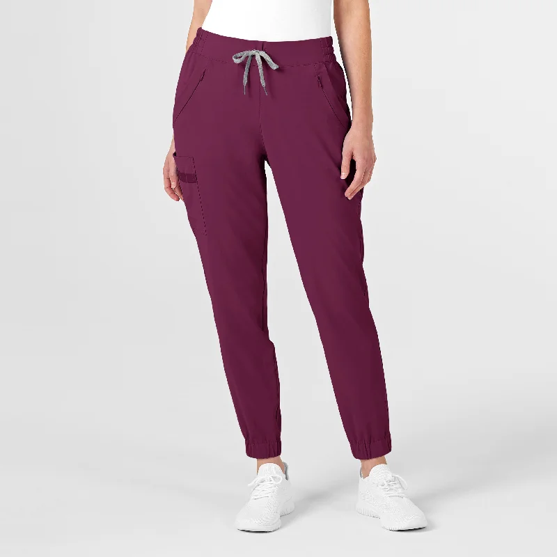 Embroidery Design RENEW Women's Jogger Scrub Pant - Wine