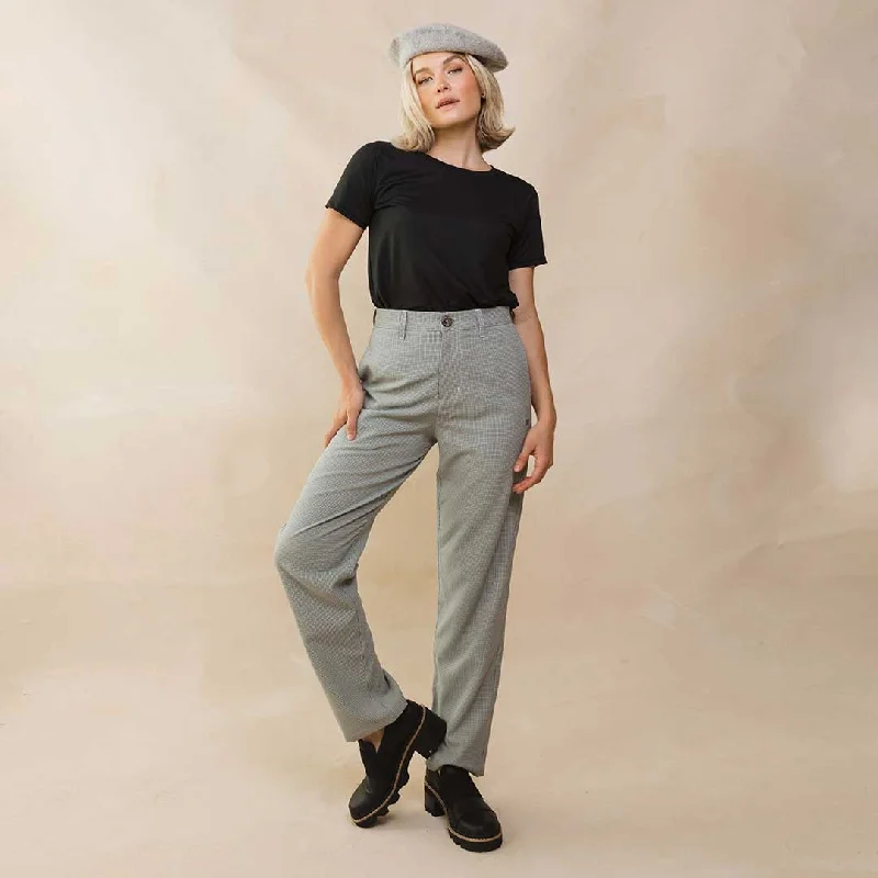 Cool Style Tuxedo Pants, Green and Black Houndstooth