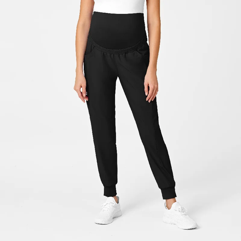 Cozy Shirts W123 Maternity Jogger Scrub Pant - Black