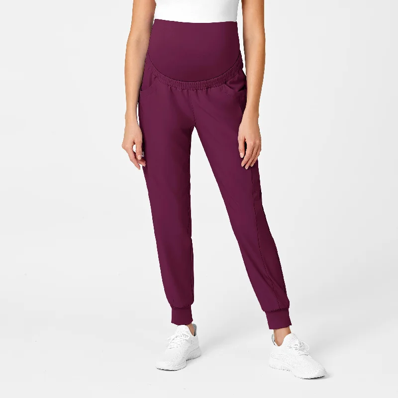 Versatile Style W123 Maternity Jogger Scrub Pant - Wine