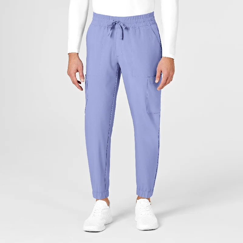 Relaxed Fashion W123 Men's Cargo Jogger Scrub Pant - Ceil Blue
