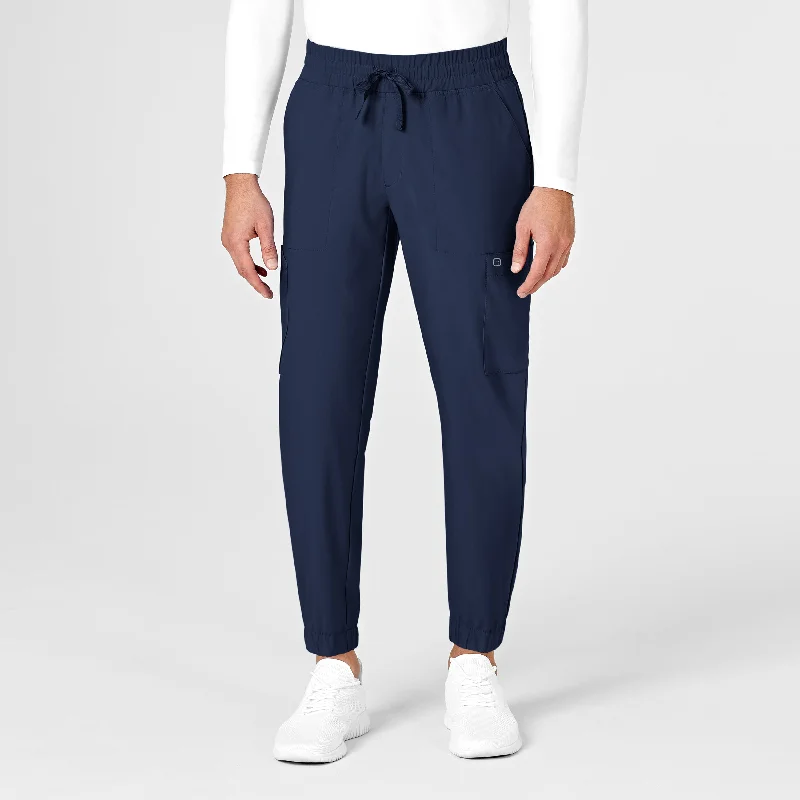 Easygoing Fashion W123 Men's Cargo Jogger Scrub Pant - Navy