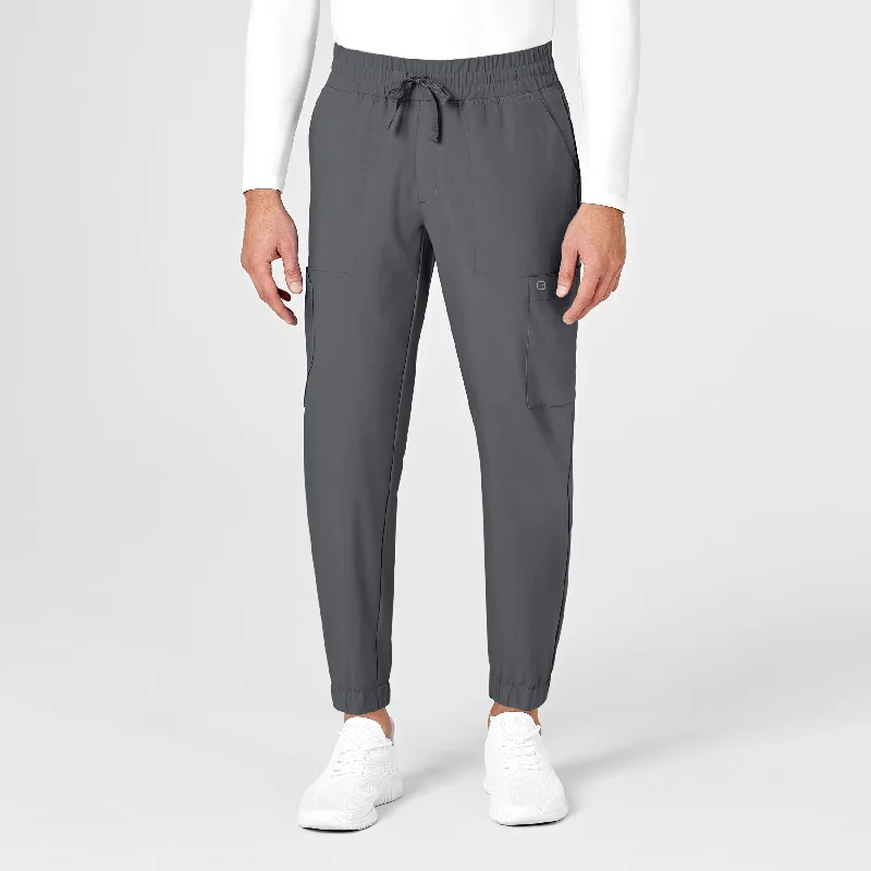 Retro Style W123 Men's Cargo Jogger Scrub Pant - Pewter