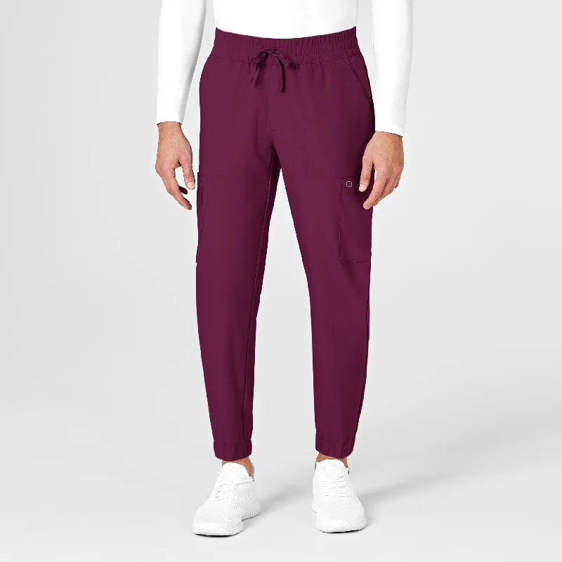 Luxury Fashion W123 Men's Cargo Jogger Scrub Pant - Wine