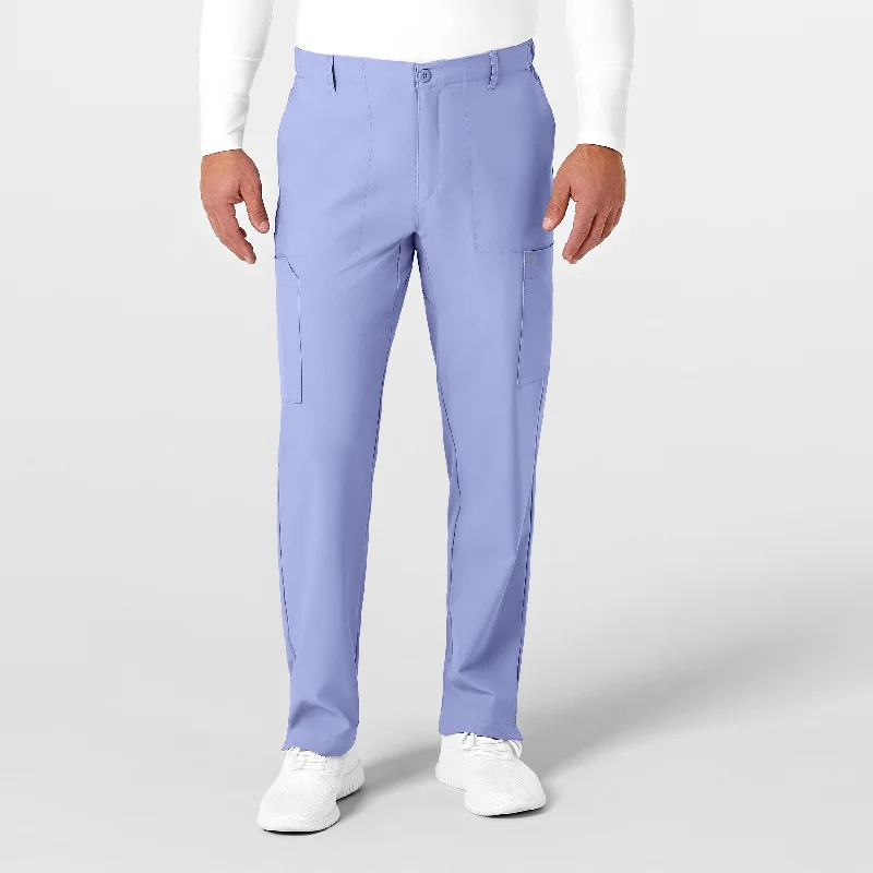Retro Woolen Jacket W123 Men's Flat Front Cargo Scrub Pant - Ceil Blue