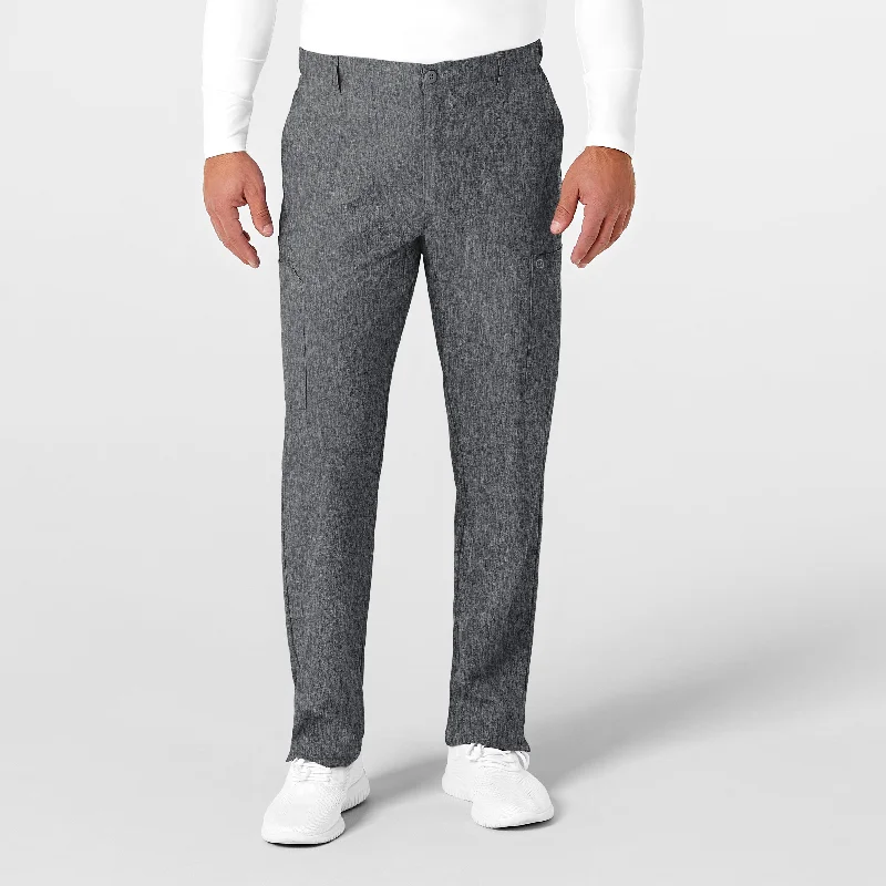 Street Fashion Style W123 Men's Flat Front Cargo Scrub Pant - Charcoal Heather