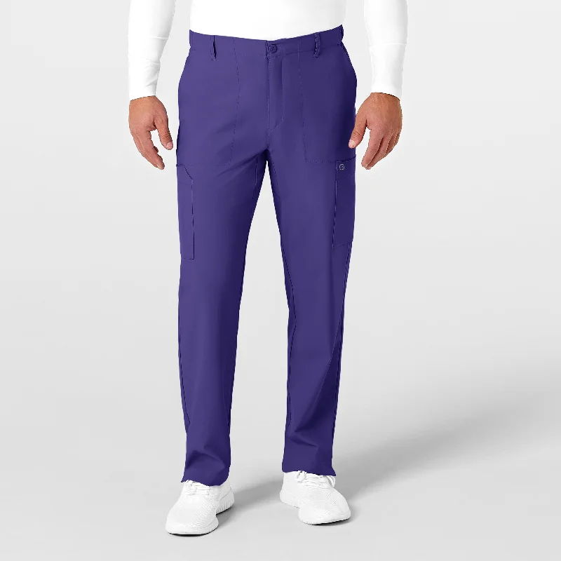 Cool Style W123 Men's Flat Front Cargo Scrub Pant - Grape