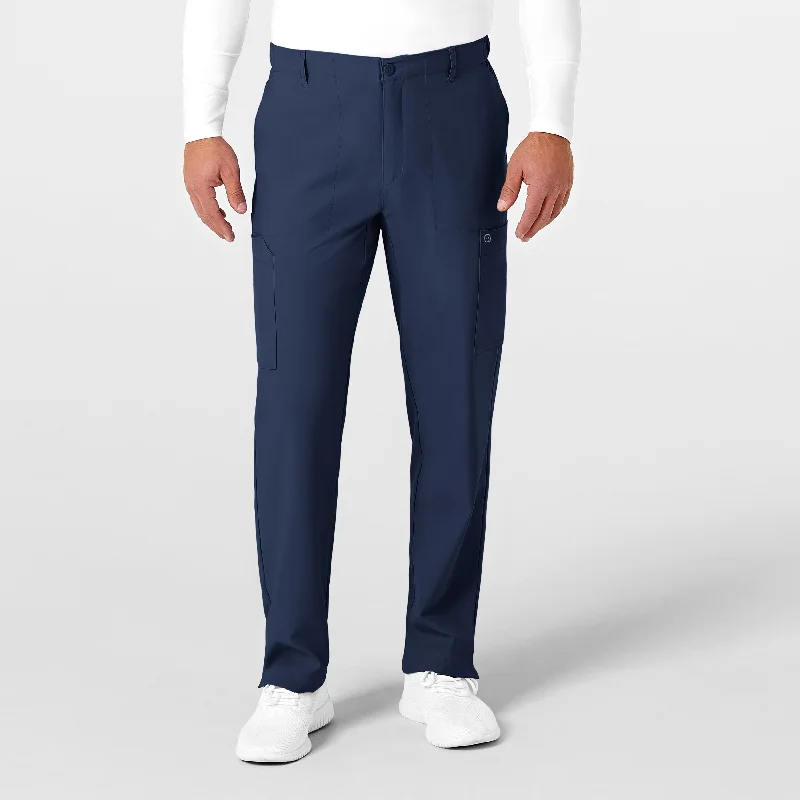 Street Style Suit W123 Men's Flat Front Cargo Scrub Pant - Navy