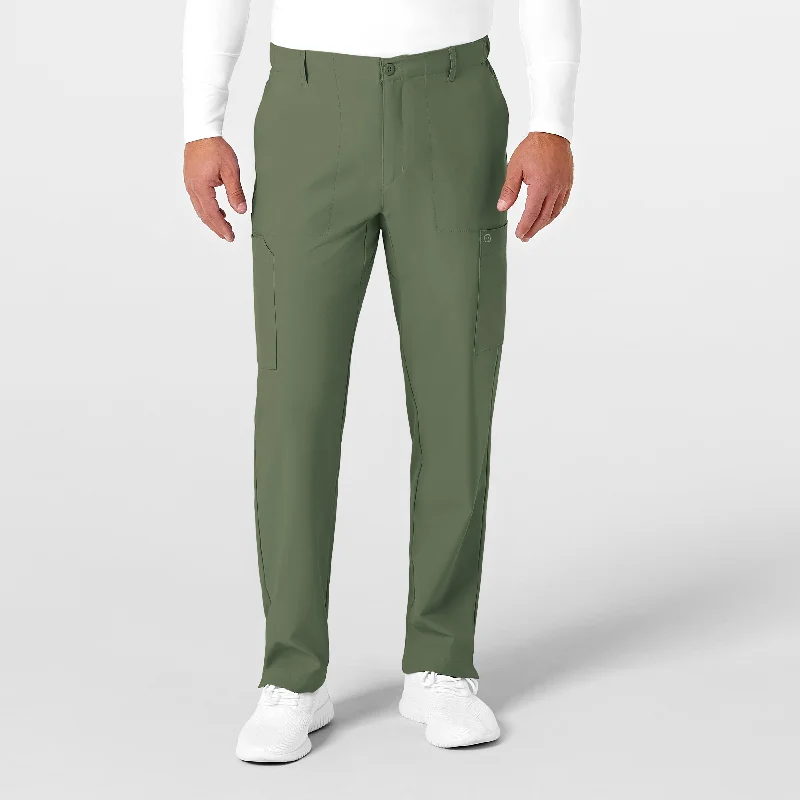 Sports Fitness Wear W123 Men's Flat Front Cargo Scrub Pant - Olive