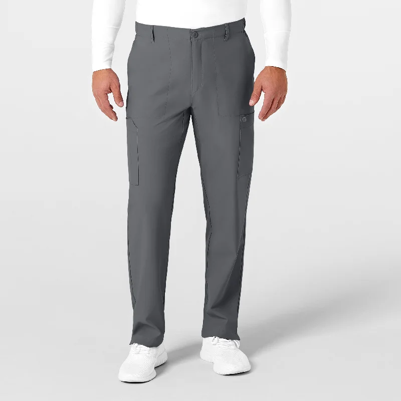 Sports Yoga Style W123 Men's Flat Front Cargo Scrub Pant - Pewter